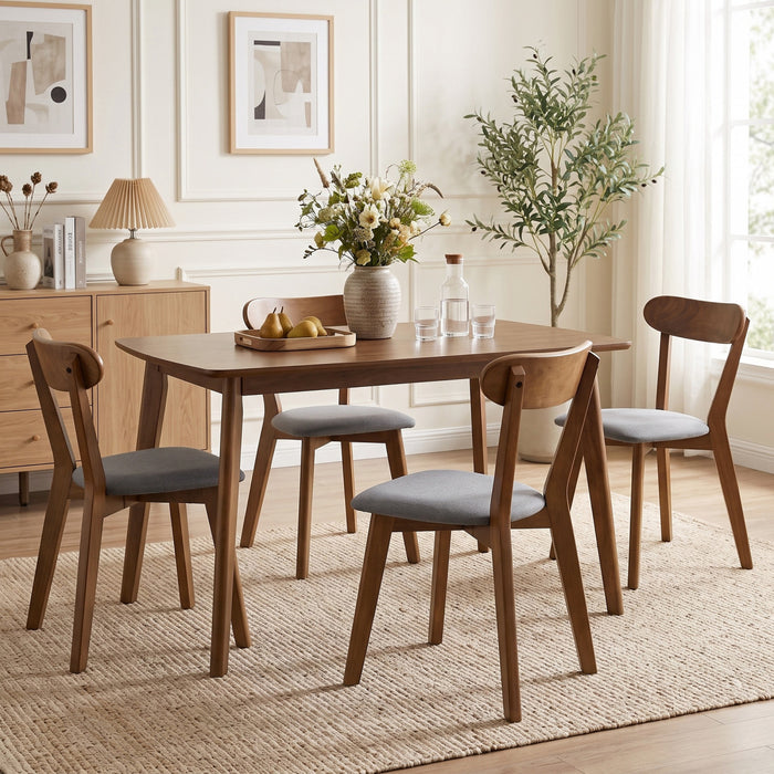 HOMCOM Dining Chairs Set of 4 with Curved Backrest, Grey and Brown
