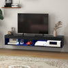 HOMCOM Floating TV Stand with Storage and Lights for TVs up to 75" Black