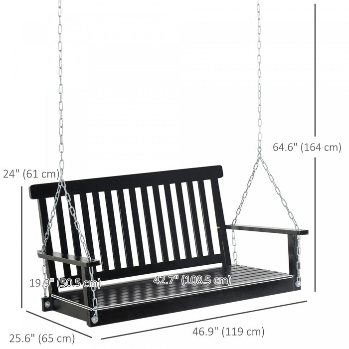 Outsunny 2-seater Porch Swing Outdoor Patio Swing Chair With Slatted Design
