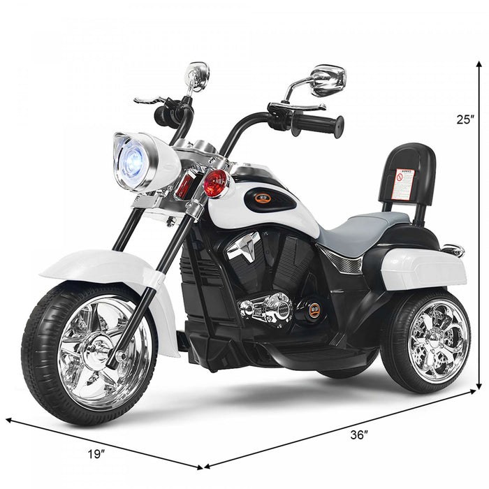Costway 3 Wheel Kids Ride On Motorcycle 6v Battery Powered Electric Toy White