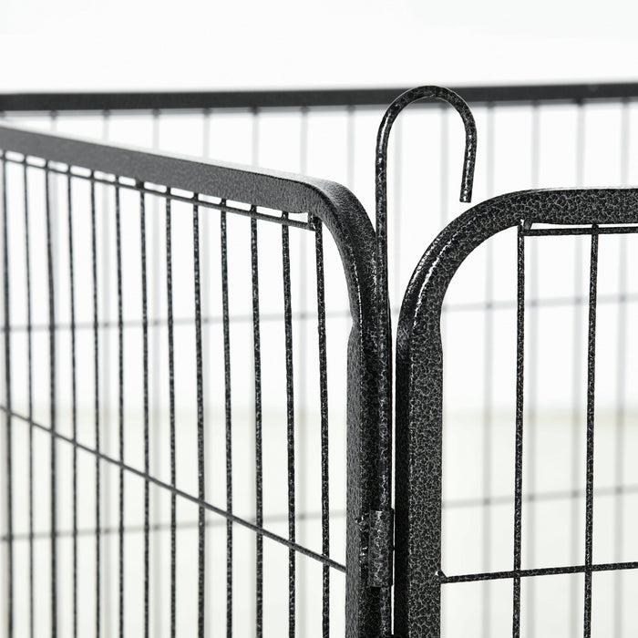 Pawhut Heavy Duty Dog Playpen, 12 Panels Pet Playpen Dog Fence, Portable Puppy Exercise Pen, With 2 Doors Locking Latch, Outdoor Or Indoor Use 23.5\" Height