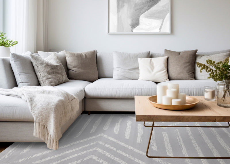 Forte Grey White Modern Striped Area Rug - 7'9\" x 10'6\"