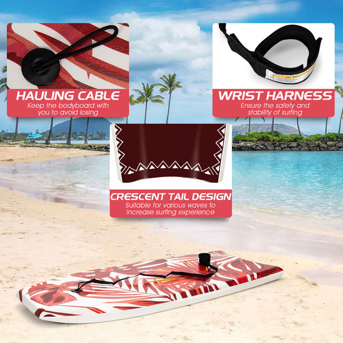 Costway 41\" Bodyboard Lightweight Surfboard W/wrist Leash Fin Eps Core For Kids & Adults