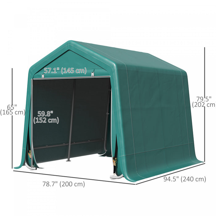 Outsunny 7.9' X 6.6' Garden Storage Tent, Heavy Duty Bike Shed, Green