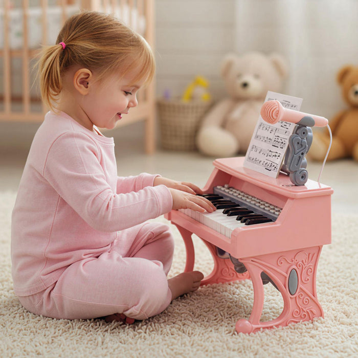 Costway 13 in Height Mini Keyboard Piano for Kids 25 Keys Electric Piano w/Music Stand & Microphone