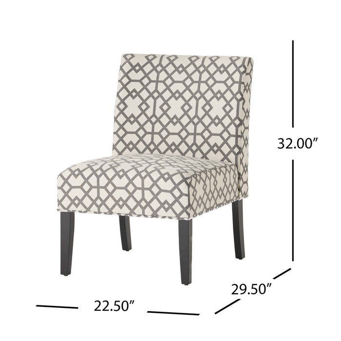 Oliver Linen-look Fabric Accent Chair With Rubberwood Legs - Grey and Ivory