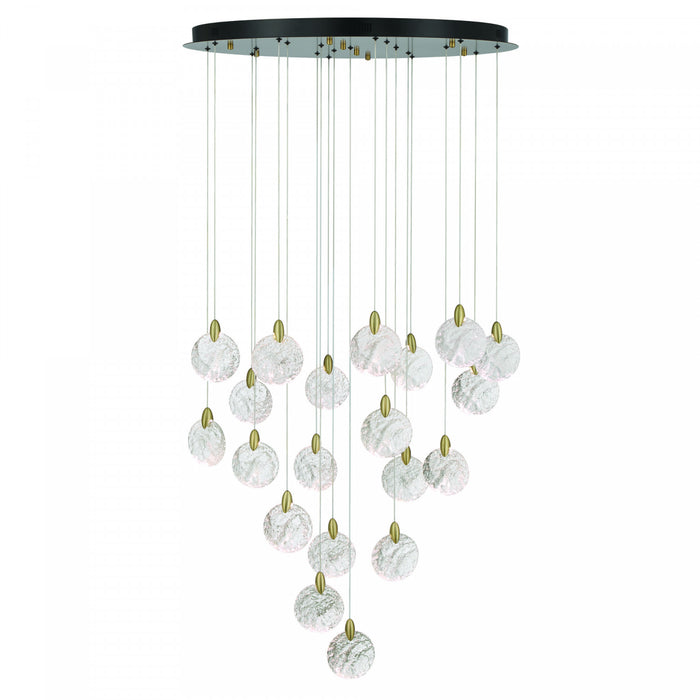 Snowflake 20 Light Integrated Led Chandelier, Satin Brass