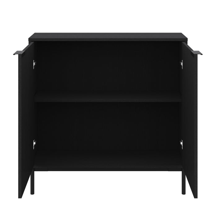 Nordika Slim 2-Door Storage Console Accent Cabinet - Black