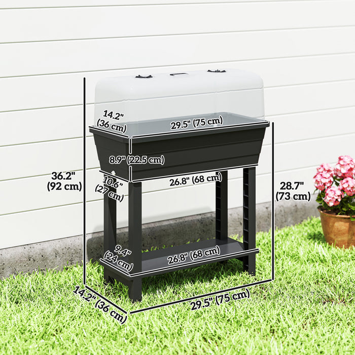 Outsunny 41L Self Watering Raised Garden Bed, Planter Box, Black