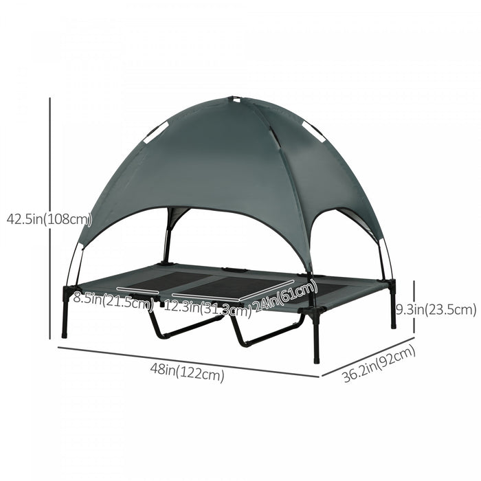 Pawhut Elevated Cooling Pet Bed Portable Raised Dog Cot With Canopy For Xl Sized Dogs, Indoor & Outdoor, 48\"x 36\"x 43\", Grey