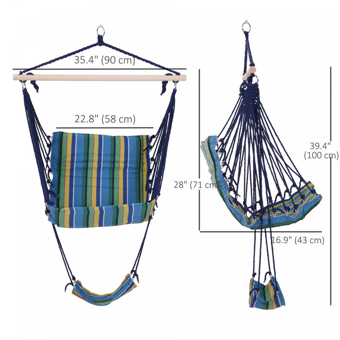 Outsunny Patio Hammock Chair, Hanging Hammock Padded Seat Air Deluxe Sky Swing With Footrest For Any Indoor Or Outdoor Spaces Camping Sleeping Reclining Chair