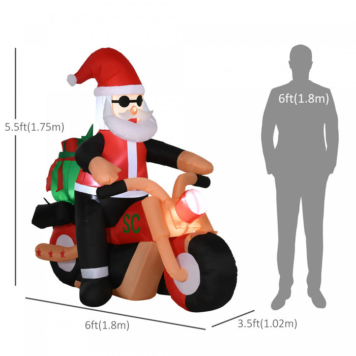 Homcom 5.5ft Santa Claus Riding A Motorcycle Inflatable Christmas Decoration
