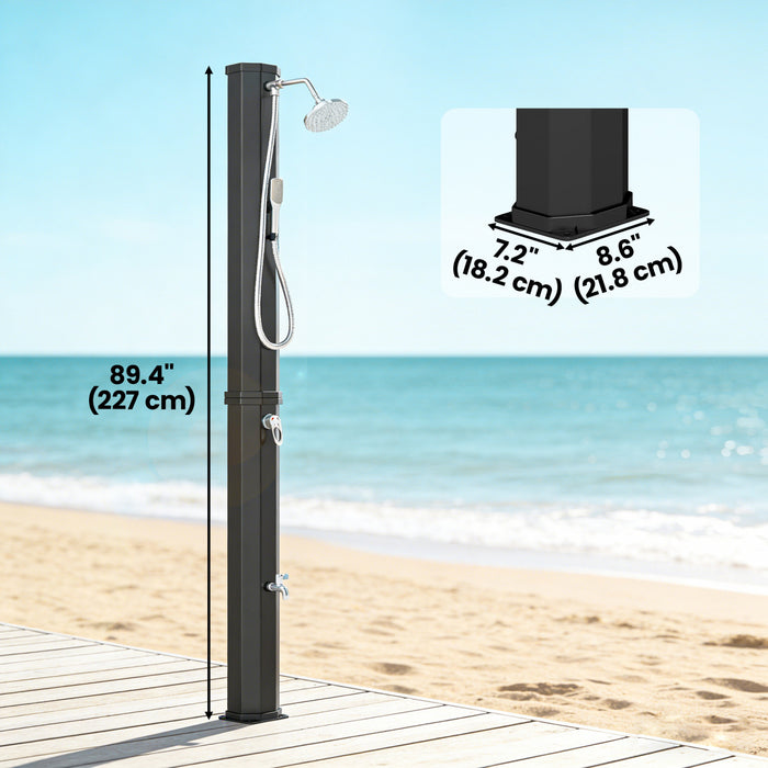 Outsunny 16 Gal Solar Heated Shower, 7.4 FT Freestanding Outdoor Shower