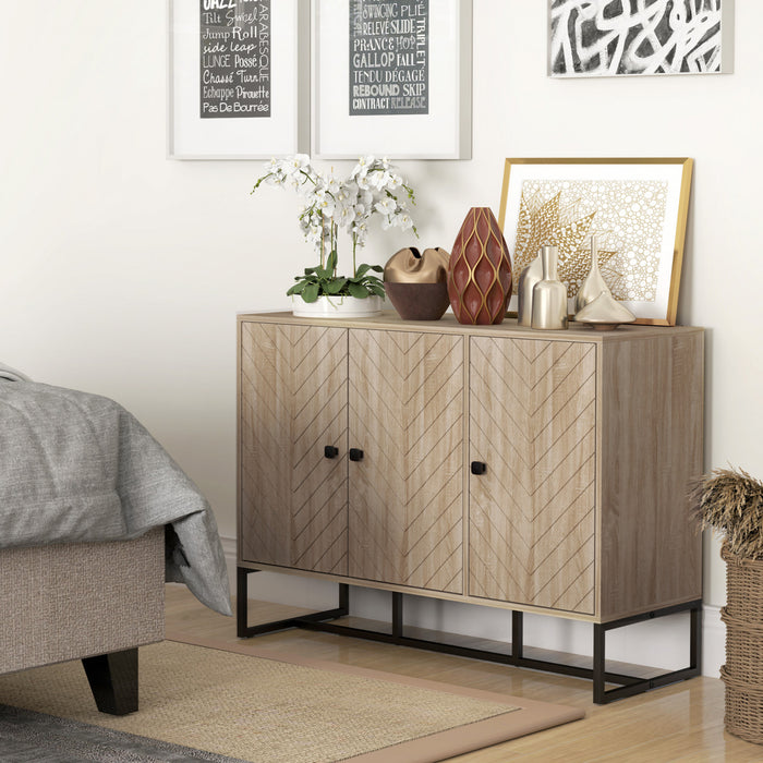 HOMCOM Modern Sideboard, Buffet Cabinet with Adjustable Shelves, Oak