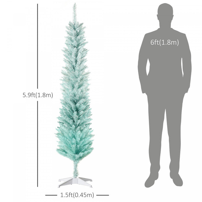 Homcom Slim Artificial Christmas Tree, Pencil Xmas Tree, Gradient Blue