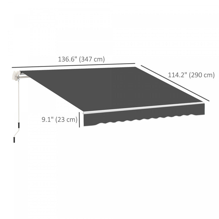 Outsunny 11' X 10' Retractable Awning Fabric Replacement Outdoor Sunshade Canopy Awning Cover, Uv Protection, Grey