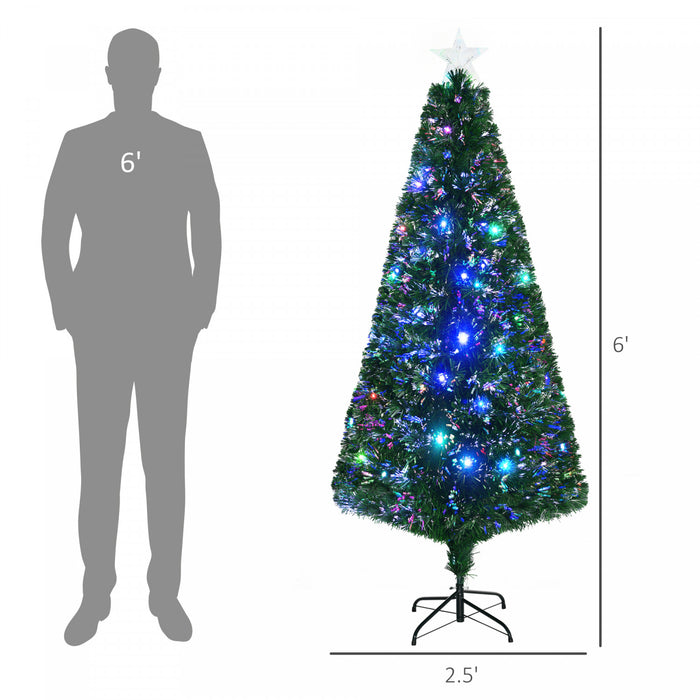Homcom 6ft Prelit Fiber Optic Artificial Christmas Tree With 230 Tips And 24 Led Lights