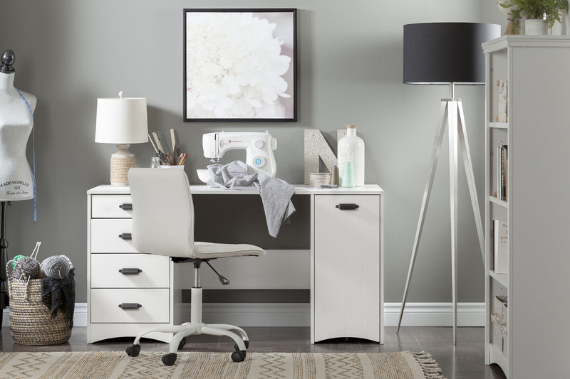 Artwork Sewing Craft Table And Storage - Pure White