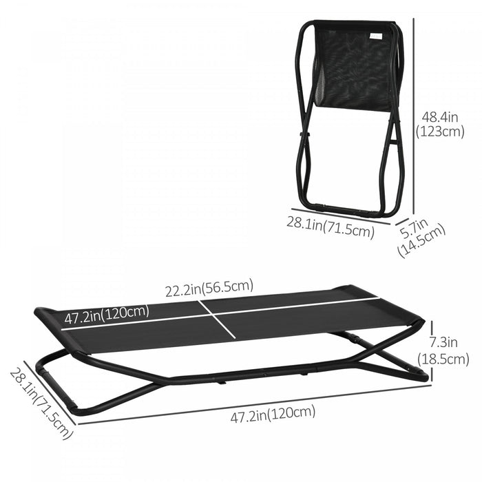 Pawhut 47.5\" Elevated Foldable Cool Dog Bed For Medium Dog, Indoor Outdoor Raised Pet Cot With Breathable Mesh, Black