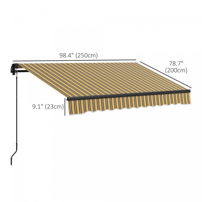 Outsunny 8' X 6.5' Patio Retractable Awning Sunshade Shelter, Amber