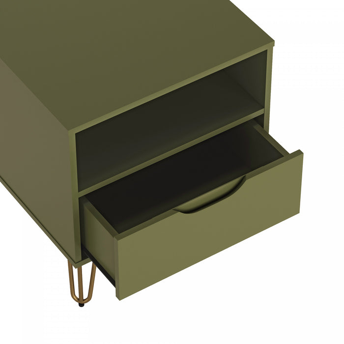 Avira Mid-Century Modern 20\" Nightstand in Olive Green (1-Drawer)
