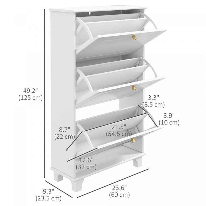 HOMCOM Modern Shoe Cabinet with 3 Flip Drawers for 12 Pairs of Shoes