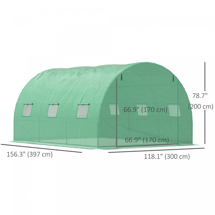 Outsunny Walk-in Polytunnel Greenhouse, Outdoor Garden Tunnel Greenhouse