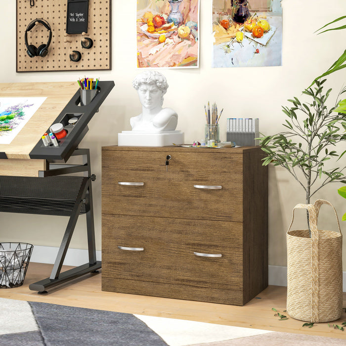 Vinsetto Filing Cabinet with 2 Drawers File Cabinet with Lock Light Brown