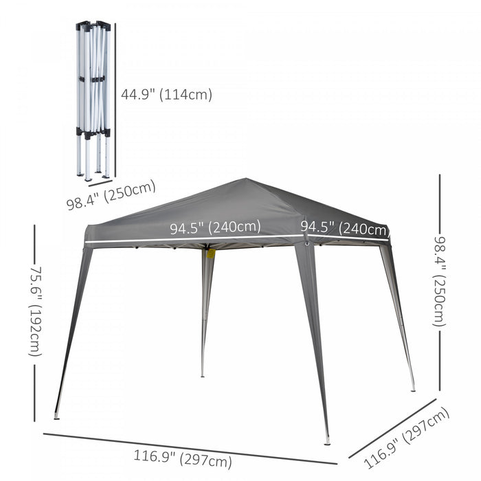 Outsunny 8' X 8' Pop Up Canopy With Inclined Legs, Outdoor Folding Tent, Portable Garden Party Gazebo With Carrying Bag For Camping, Party, Picnic, Grey
