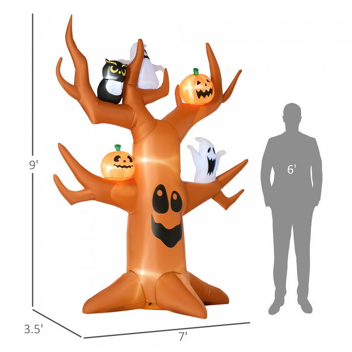Outsunny 9ft Inflatable Halloween Haunted Pumpkin Tree W/ Leds