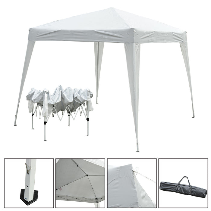 Outsunny 8' X 8' Pop Up Canopy With Inclined Legs, Outdoor Folding Tent, Portable Garden Party Gazebo With Carrying Bag For Camping, Party, Picnic, White