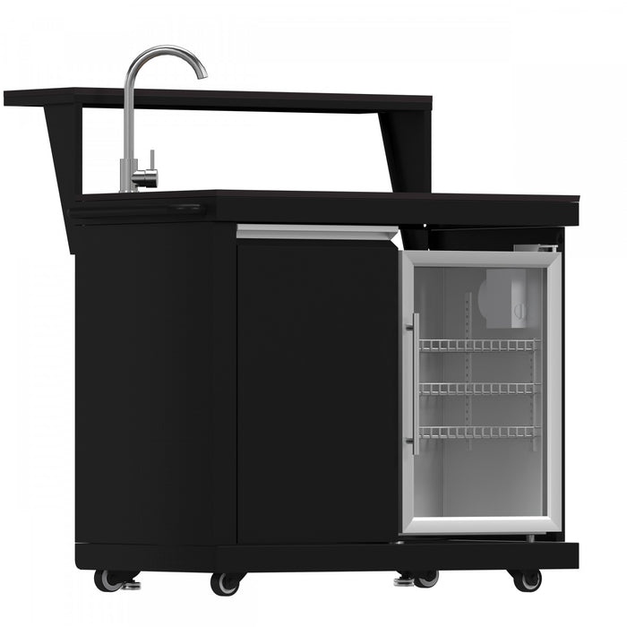 Forno All'Aperto Outdoor Kitchen with Black Countertop, 99,600 BTU, Bar Module & Pizza Oven - FODKT2568BLK