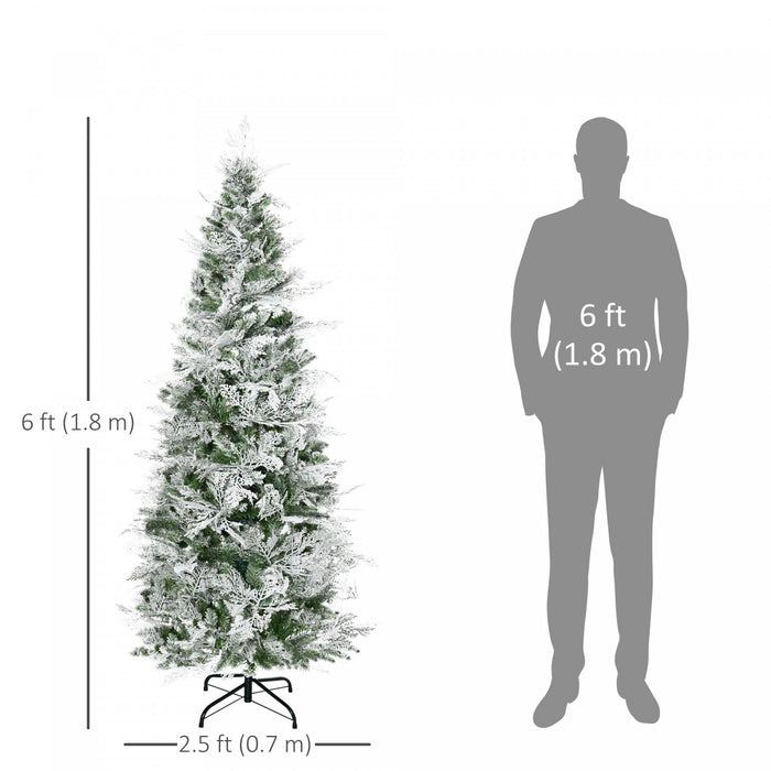 Homcom 6ft Snow Flocked Artificial Christmas Tree Cypress