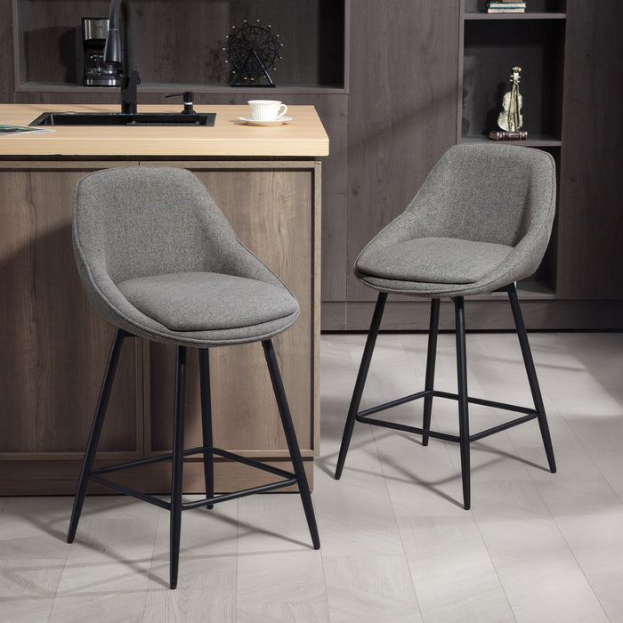 HOMCOM Swivel Bar Stools Set of 2 26\" Counter Height Barstools, Dark Grey