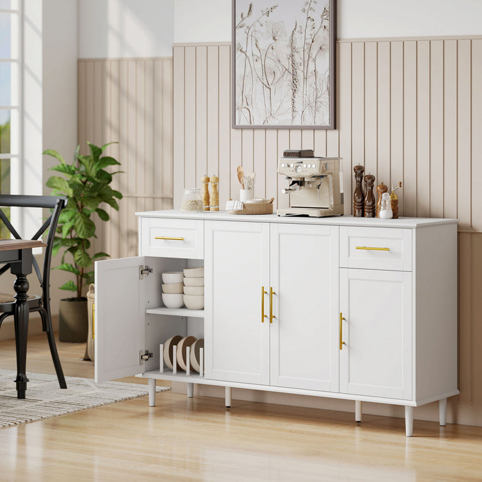 HOMCOM 55\" Modern Sideboard Buffet Cabinet with Soft-Close Doors White