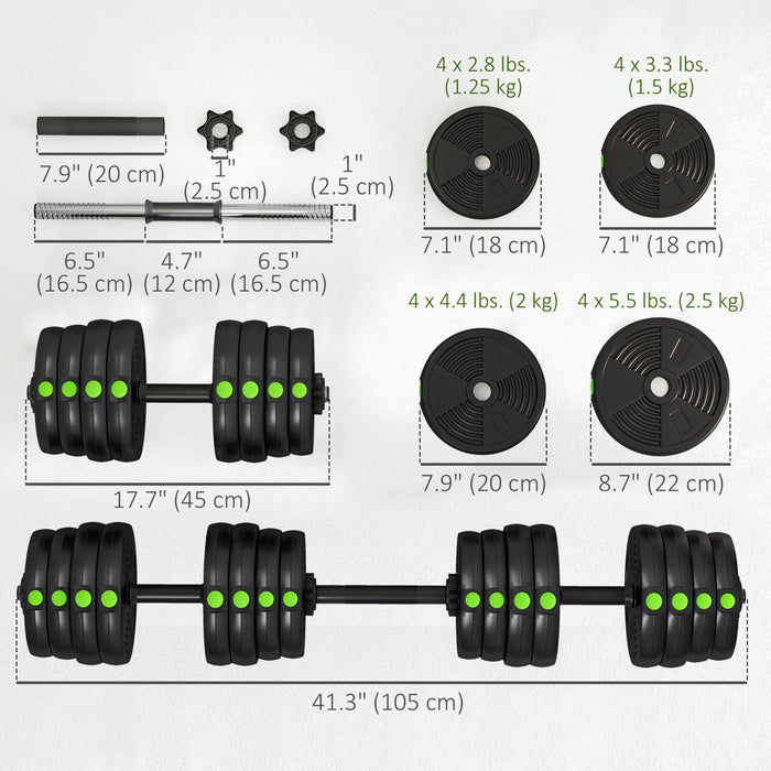 Soozier Adjustable Barbell & Dumbbells Set with Non-slip Handles, 66LBS