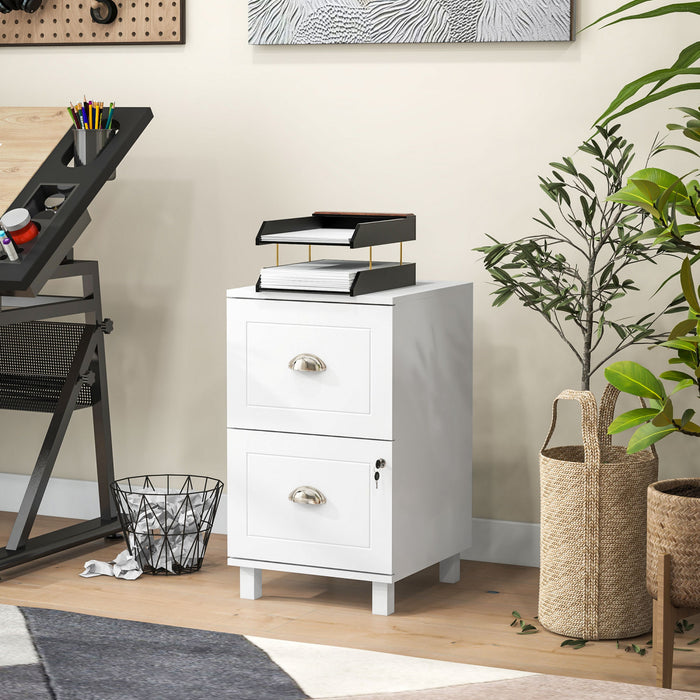 HOMCOM Lockable 2 Drawer File Cabinet with Hanging Bars for A4 and Letter