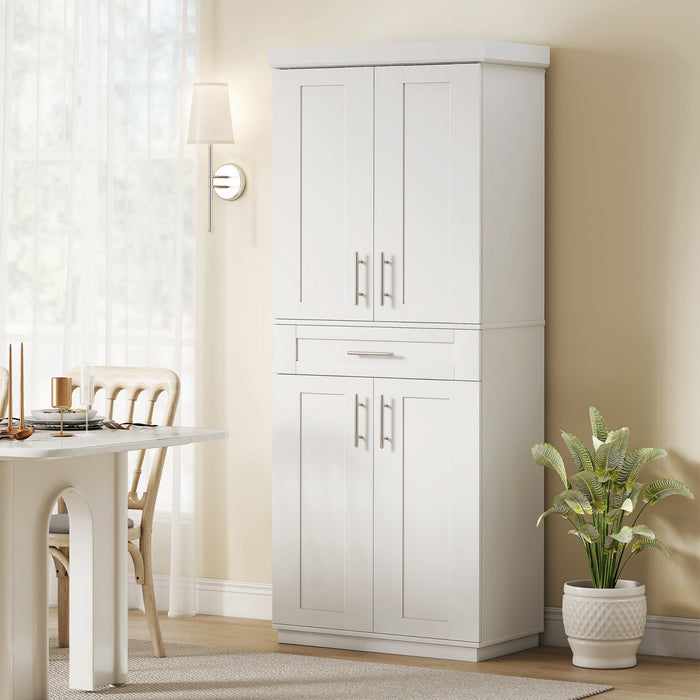 HOMCOM Modern Kitchen Pantry with Shelves, White