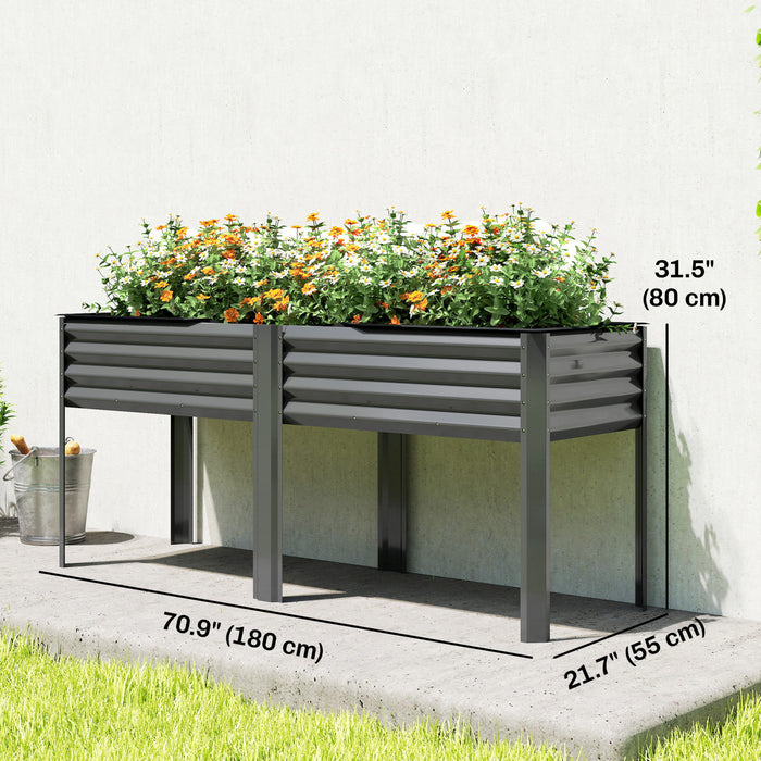 Outsunny Galvanized Raised Garden Bed with Legs, 71\" x 22\" x 31.5\"