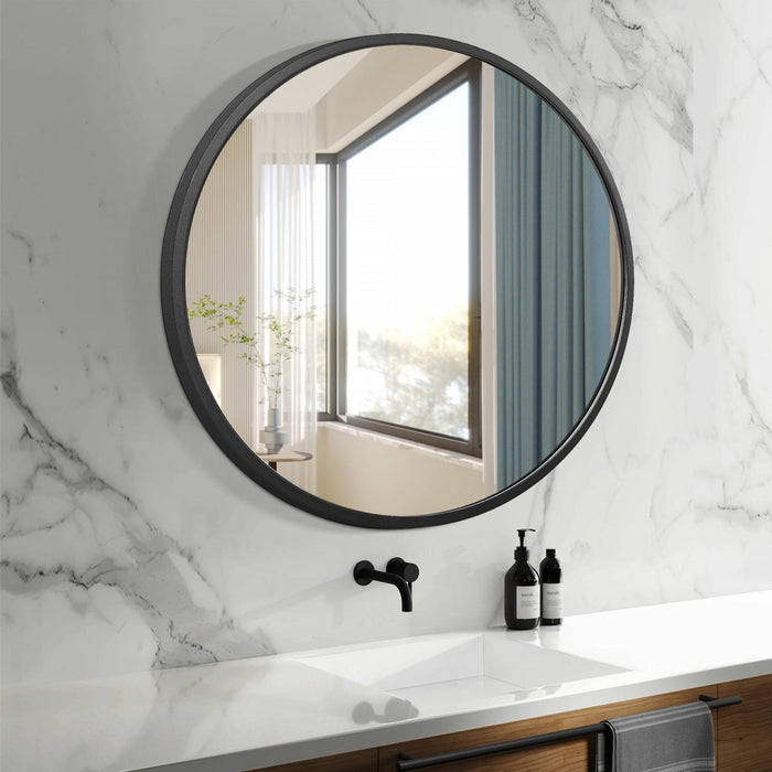Arcus 30\" X 30\" Hand Crafted Round Mirror - Black