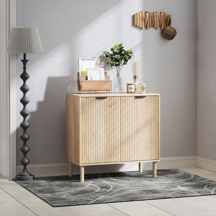 HOMCOM Accent Cabinet, Storage Cabinet with Adjustable Shelf, Oak