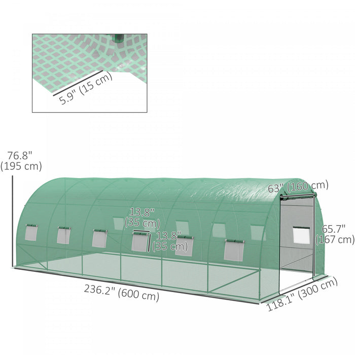 Outsunny 20' X 10' Tunnel Greenhouse With Sprinkler System Green House