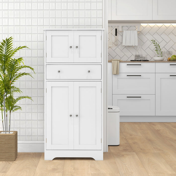 HOMCOM 50.5\" Kitchen Pantry Storage Cabinet with Doors and Adjustable Shelf