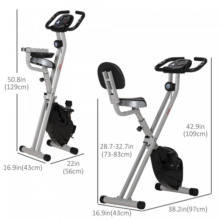 Soozier Foldable Exercise Bike With 8 Levels Of Magnetic Resistance, Indoor Stationary Bike, X Bike, Lcd Monitor, For Cardio Workout, Black