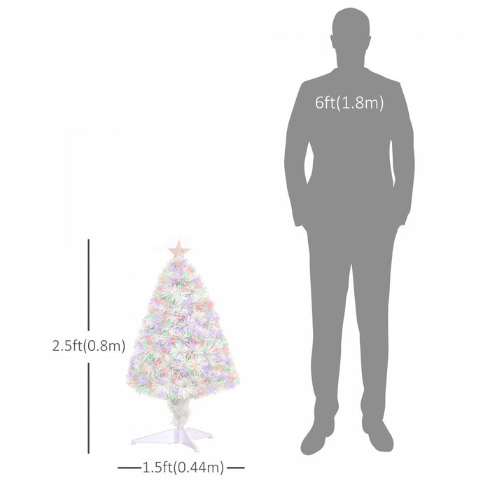Homcom 2.5ft Prelit Artificial Tabletop Christmas Tree With Fiber Optics And 85 Tips