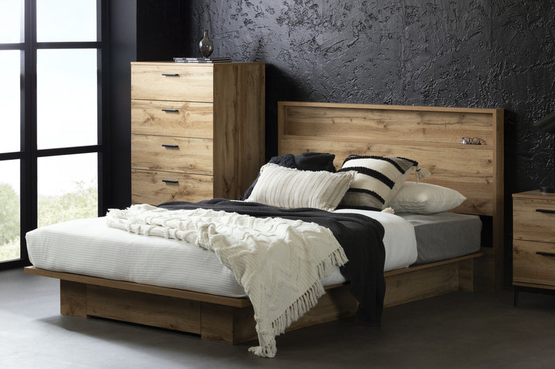Musano Platform Bed And Headboard Set Nordik Oak - South Shore