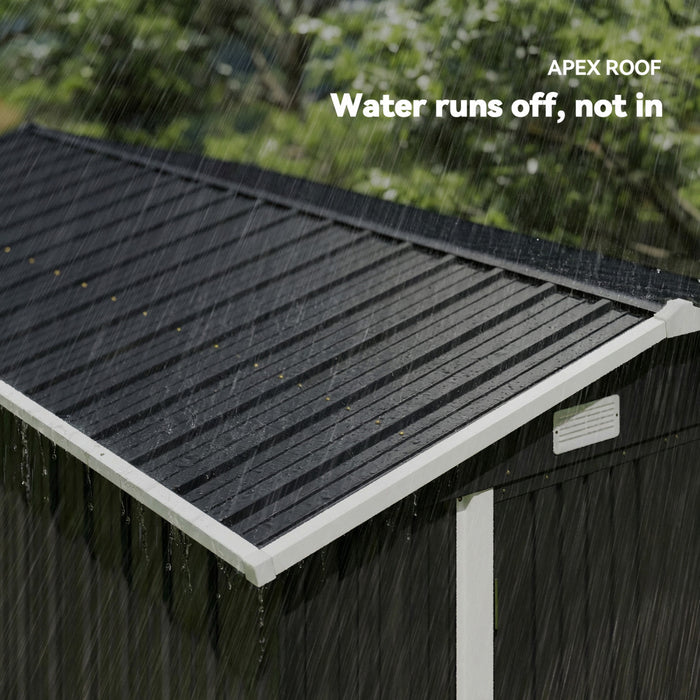 Outsunny 12' x 8' Metal Shed, Heavy Duty Outdoor Storage Shed, Dark Grey