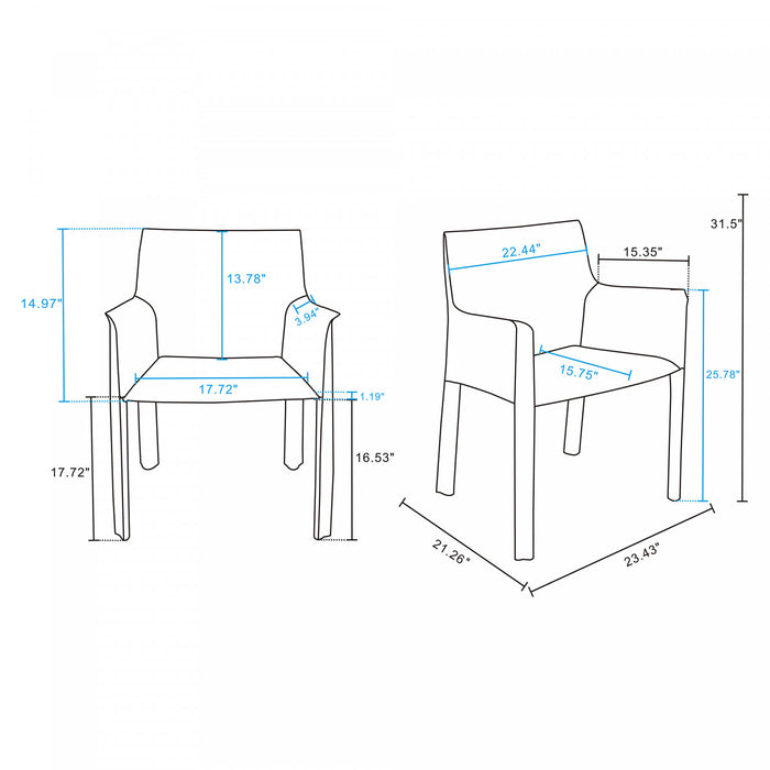 Vogue Modern Vegan Leather Dining Chair in Clay - Set of 2