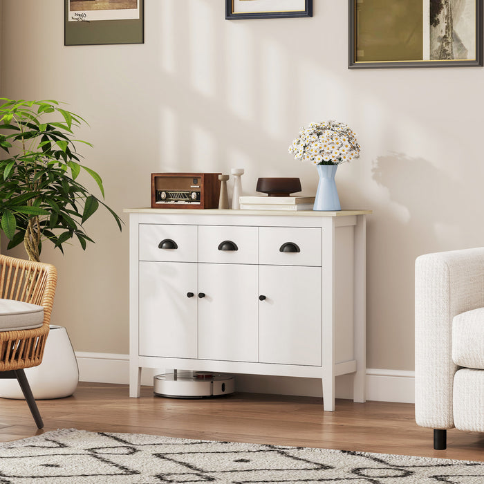 HOMCOM Sideboard Buffet Cabinet, 40\" Kitchen Coffee Bar Cabinet, White