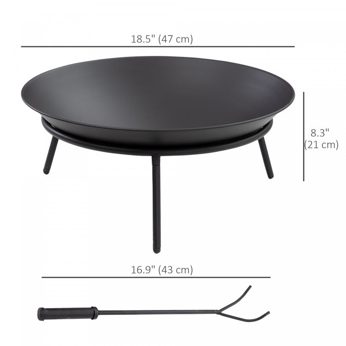 Outsunny Fire Pit, Portable Firepit With Poker, Black
